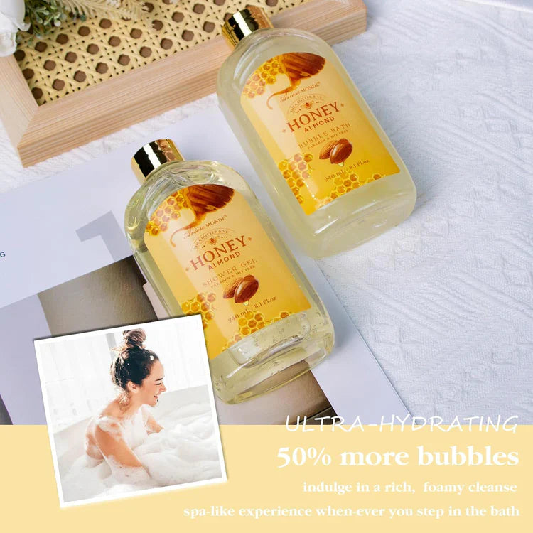 Honey Almond Bath Gift Set – Luxe Skincare Basket