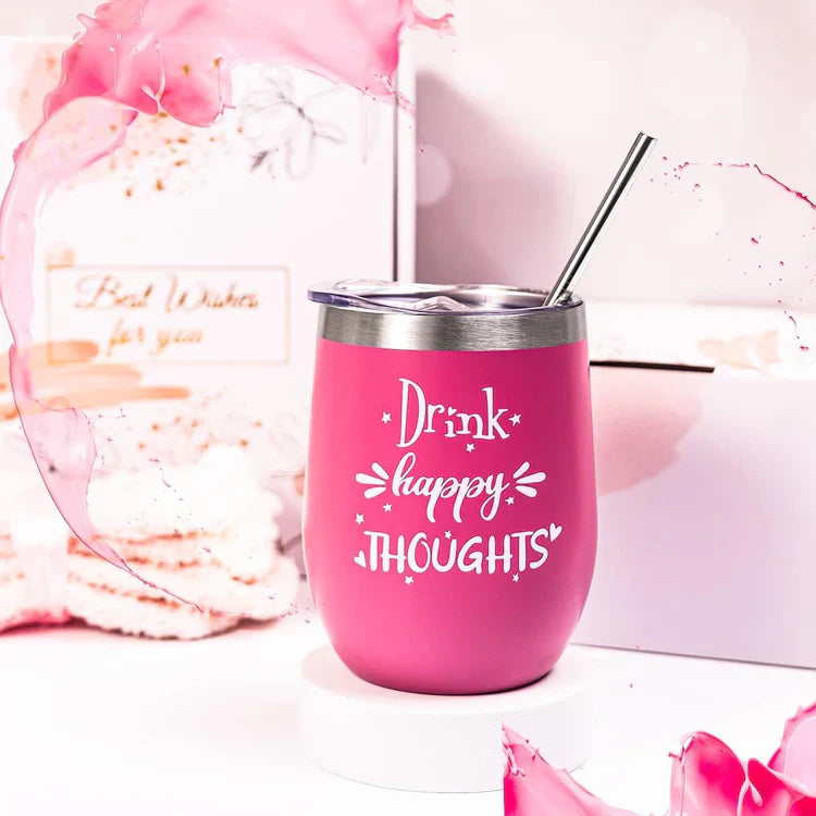Birthday Spa Gift Box for Women – Relaxing Pink Set with Wine Tumbler & Bath Essentials