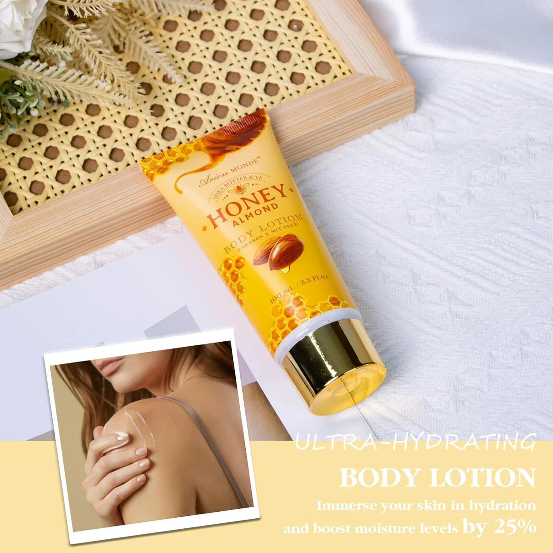 Honey Almond Bath Gift Set – Luxe Skincare Basket