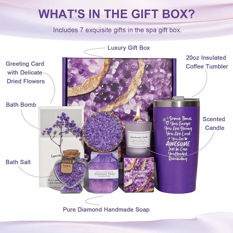 Lavender Spa Gift Basket – Birthday Gift Set for Women, Mom, Sister, Wife, or Best Friend