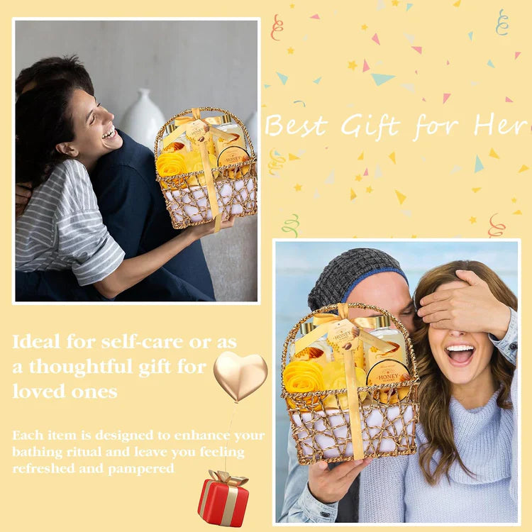 Honey Almond Bath Gift Set – Luxe Skincare Basket