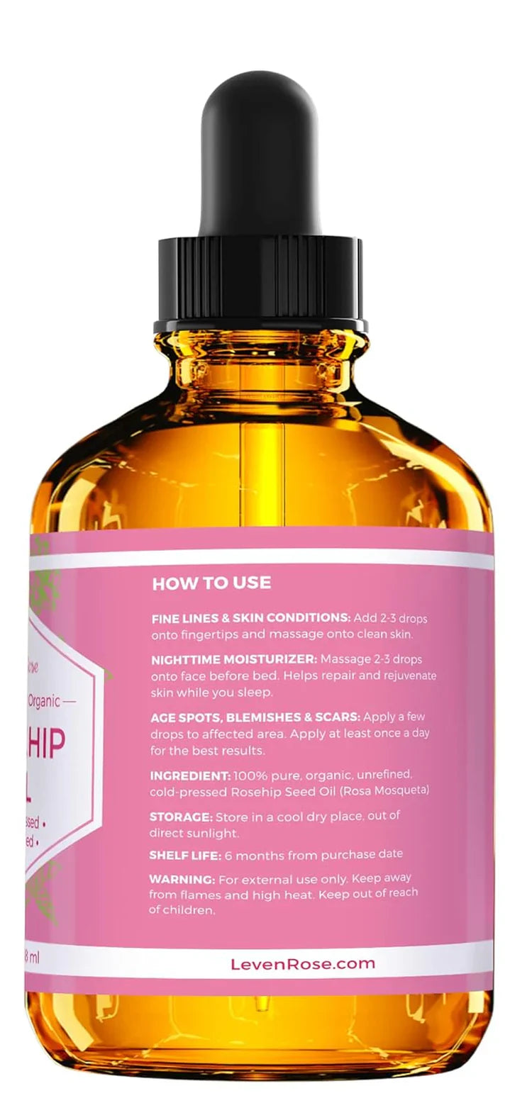 Pure Cold-Pressed Rosehip Oil – Face, Hair & Body Moisturizer