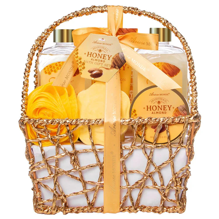 Honey Almond Bath Gift Set – Luxe Skincare Basket